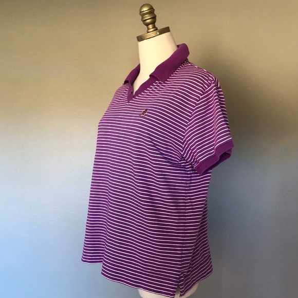 Pullover Purple Striped Tommy Hilfiger Short Sleeved Large - Picture 5 of 8